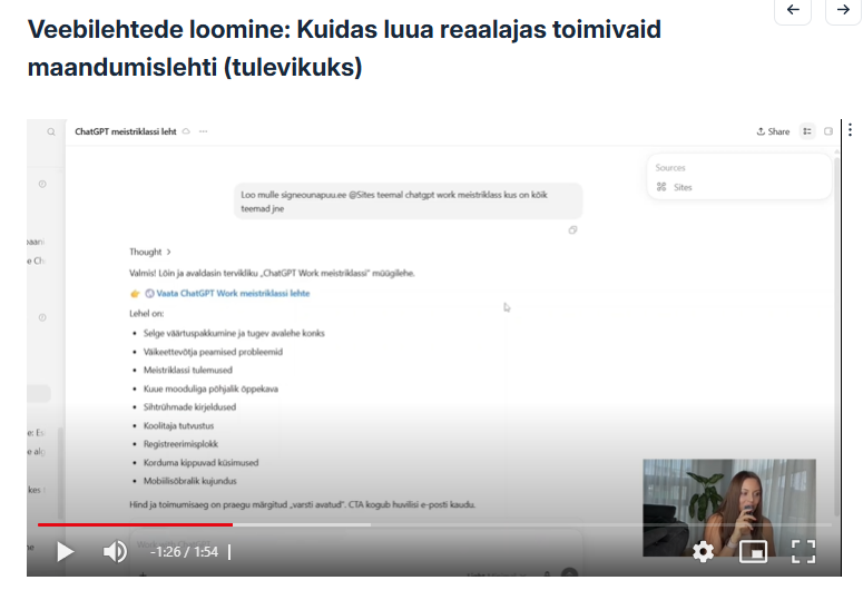 sites chatgpt work meistriklass screenshot koolituselt