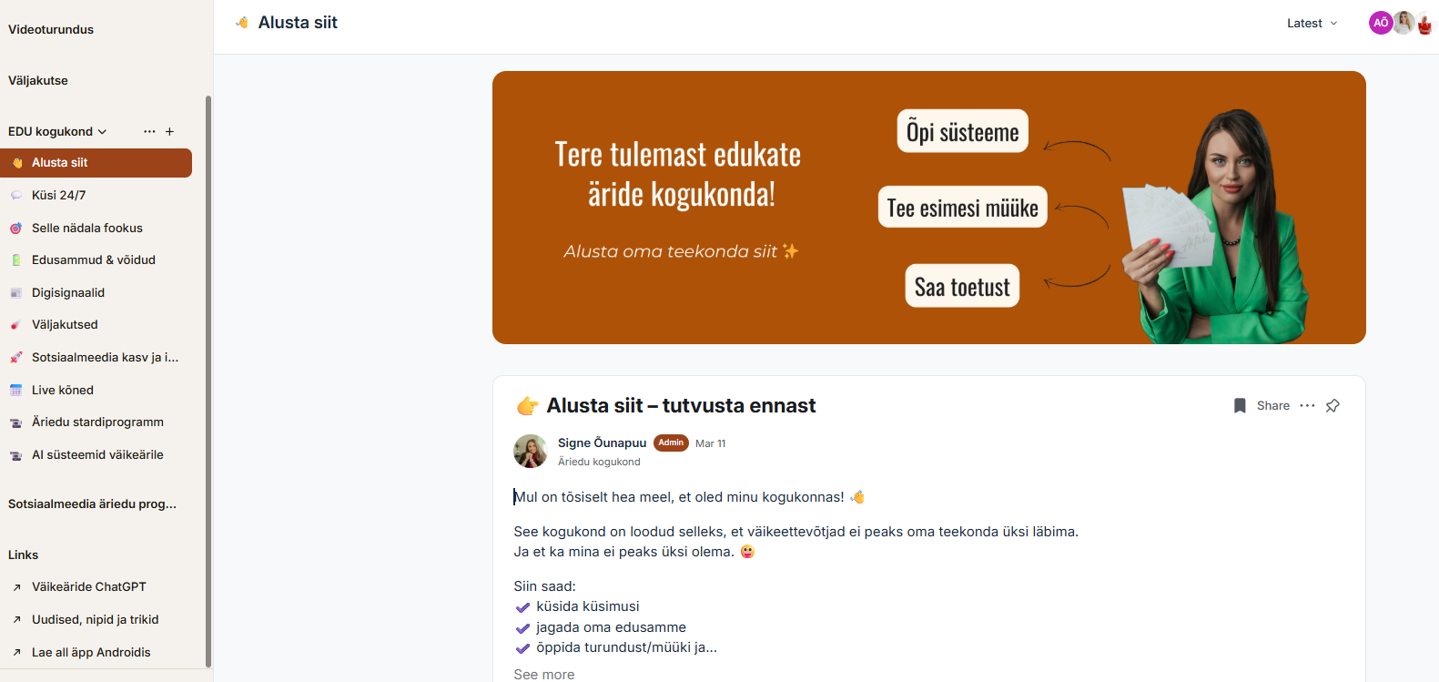 Kogukond ettevõtjatele signe õunapuu loodud